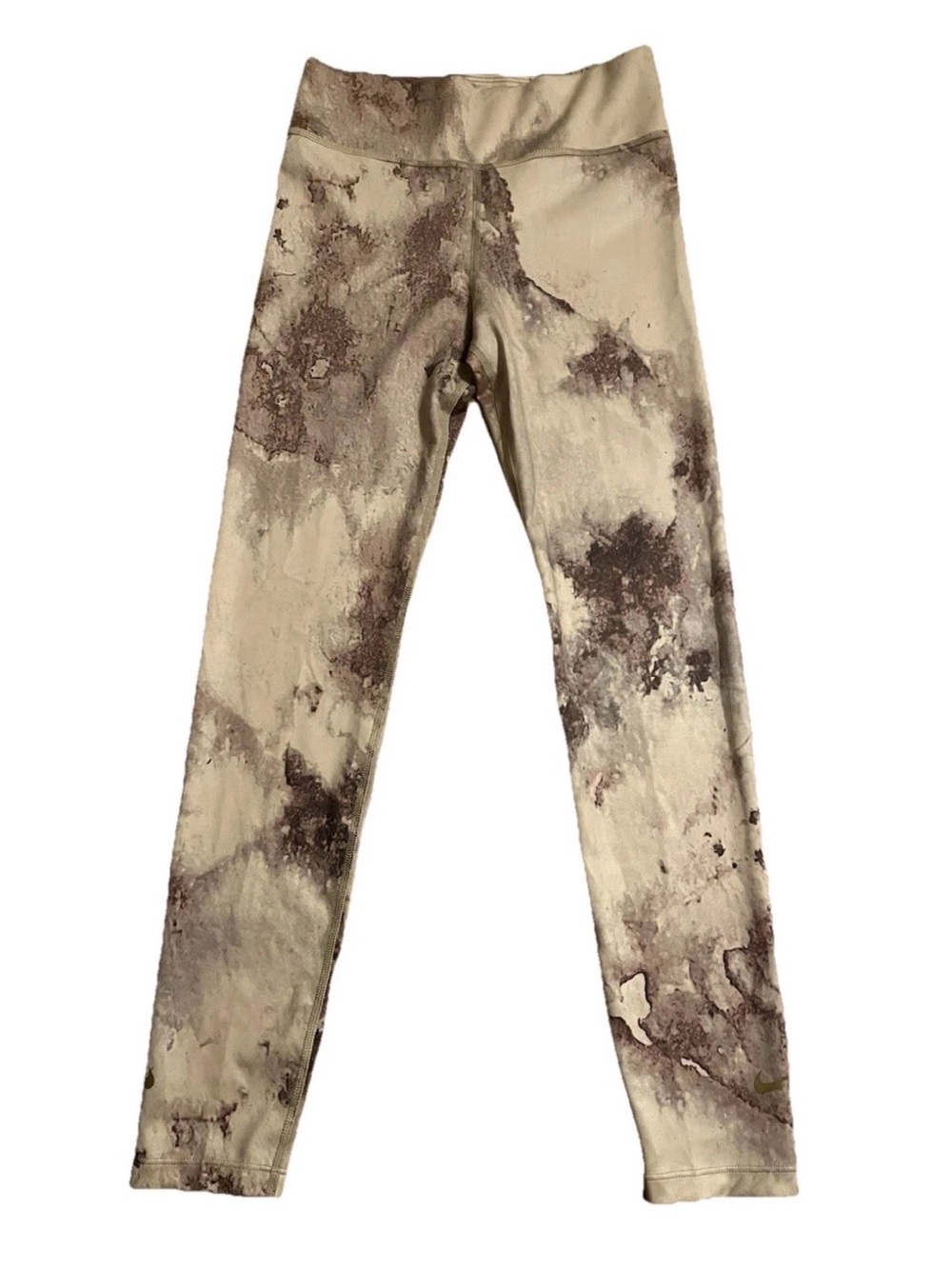 Nike One Girls Marble-Print Leggings - Taupe - Medium